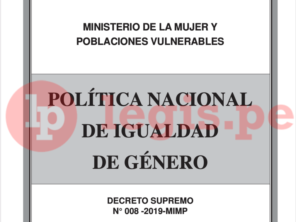 Política Nacional De Igualdad De Género Sumemos Igualdad